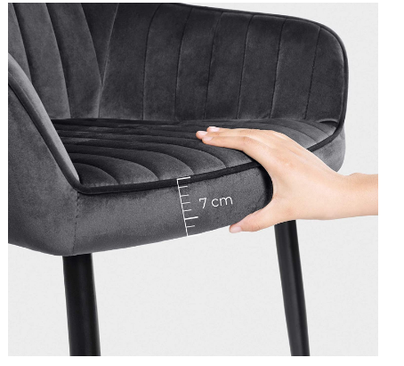 Upholstered Chair with Armrests, Metal Legs, Velvet Cover