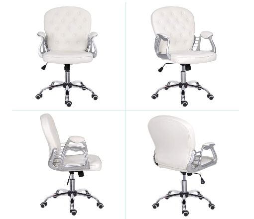 Home Office White Desk Leather Executive Chair