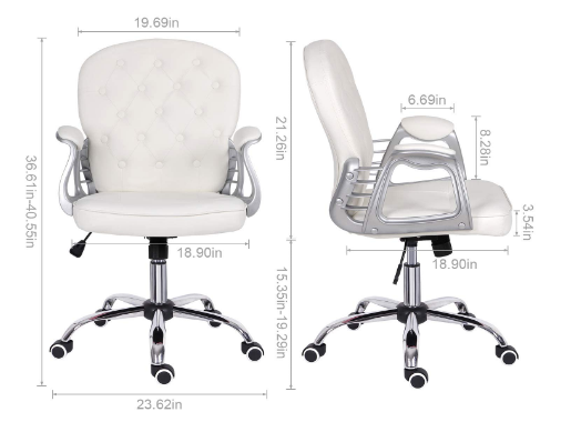 Home Office White Desk Chair with Leather Upholstery for Executive Comfort and Style