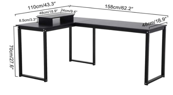 Home Office L-Shaped Computer Desk, Large Corner Desk for Workspace and Gaming Setup
