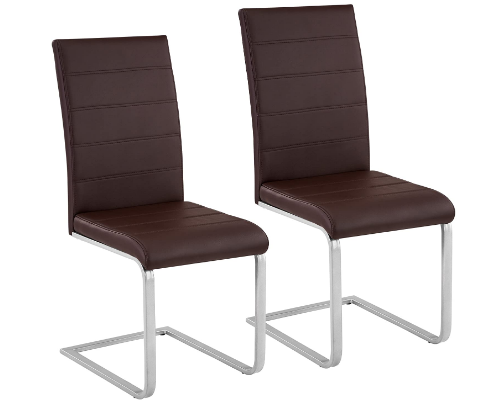 Set of 2 Faux Leather Dining Chairs with Ergonomic Backrest
