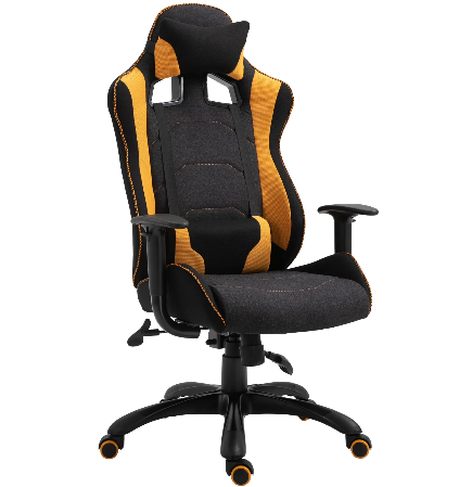 Ergonomic Polyester Gaming Chair – Stylish Design with Adjustable Pillow for Comfort and Support during Long Gaming Sessions