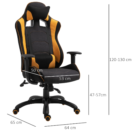 Ergonomic Polyester Gaming Chair – Stylish Design with Adjustable Pillow for Comfort and Support during Long Gaming Sessions