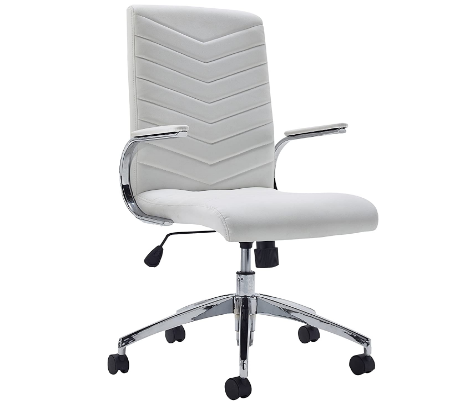 Executive Swivel Office Desk Chair – Stylish Ribbed Seat Design with Fixed Padded Arms for Comfort and Elegance