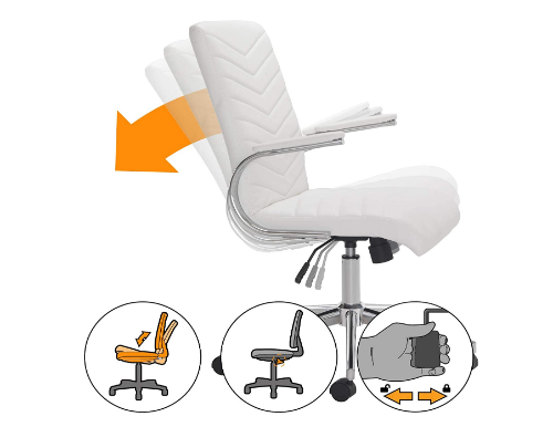 Executive Swivel Office Desk Chair – Stylish Ribbed Seat Design with Fixed Padded Arms for Comfort and Elegance
