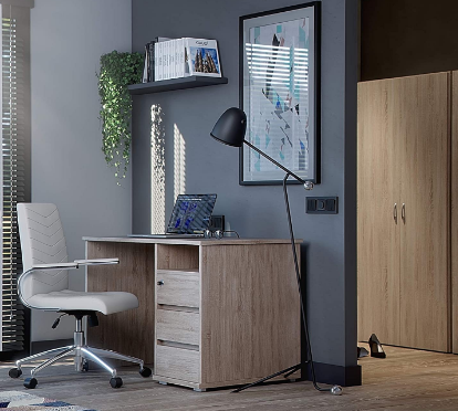 Executive Swivel Office Desk Chair – Stylish Ribbed Seat Design with Fixed Padded Arms for Comfort and Elegance