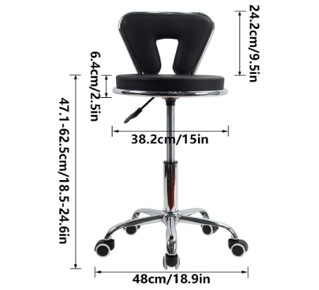 Massage Rolling Stool Ideal for Home Kitchen Beauty Work Task Office Salon Spa Tattoo Facial Medical