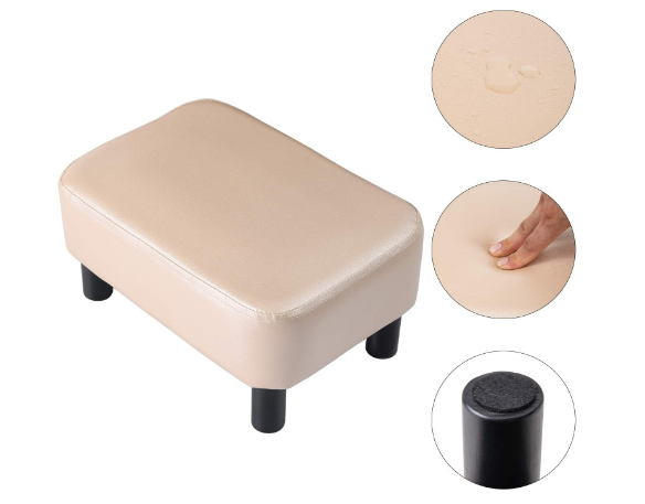 Modern House Rectangular Leather Stool with Padded Seat