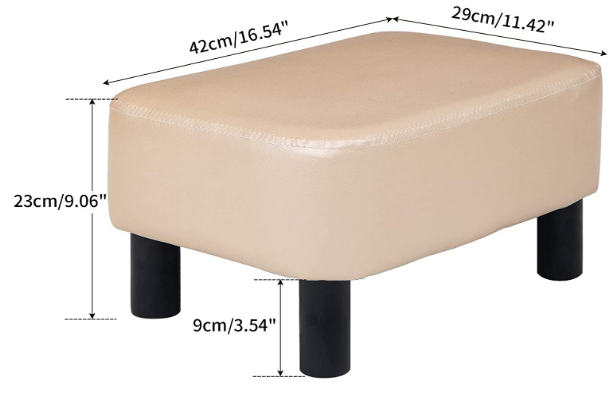 Modern House Rectangular Leather Stool with Padded Seat