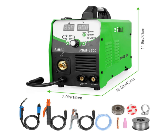 Gas and Gasless 4-in-1 MIG TIG Stick Welder Welding Machine with Dual Voltage and Multi-Function Capability