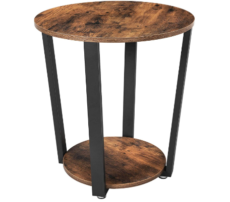Industrial Living Room/Bedroom Round Sofa Coffee Table with Steel Frame for Modern Home Decor and Functional Style