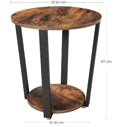 Industrial Living Room/Bedroom Round Sofa Coffee Table with Steel Frame for Modern Home Decor and Functional Style