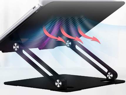 Ergonomic Aluminum Adjustable Laptop Stand – Portable Laptop Holder with Heat Vent for Improved Cooling and Comfort