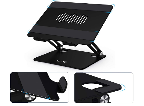 Ergonomic Aluminum Adjustable Laptop Stand – Portable Laptop Holder with Heat Vent for Improved Cooling and Comfort