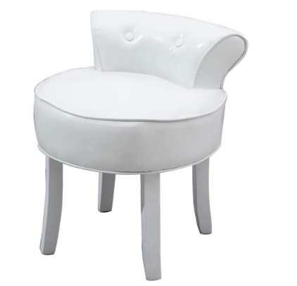 Grey Chenille Vanity Stool Bedroom Dressing Chair with Comfortable Upholstered Seat and Stylish Design