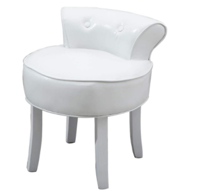 Grey Chenille Vanity Stool Bedroom Dressing Chair with Comfortable Upholstered Seat and Stylish Design