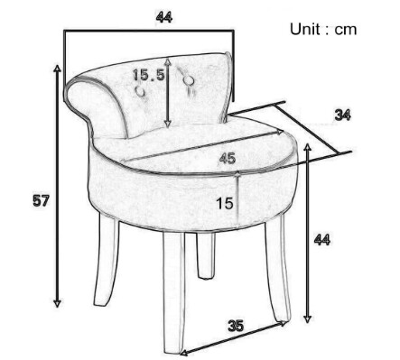 Grey Chenille Vanity Stool Bedroom Dressing Chair with Comfortable Upholstered Seat and Stylish Design
