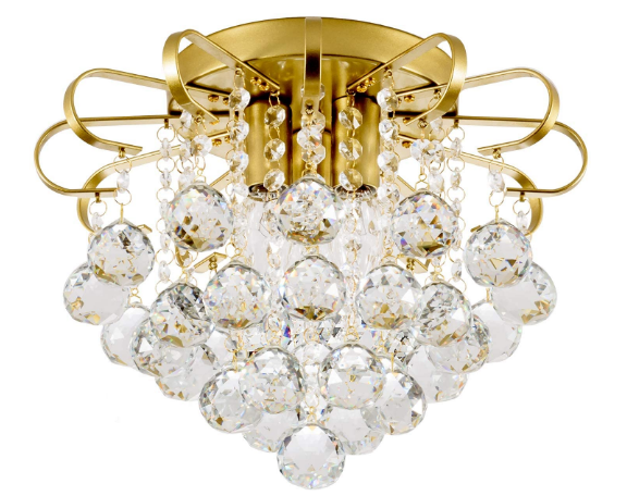 Elegant Crystal Chandelier Ceiling Light with 3 E14 Bulb Sockets – Stylish Hanging Light Fixture for Living Room and Dining Room