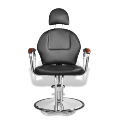 Chrome-Plated Hairdressing Chair, Iron Frame with Faux Leather Cover