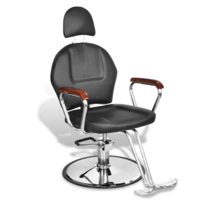 Chrome-Plated Hairdressing Chair, Iron Frame with Faux Leather Cover
