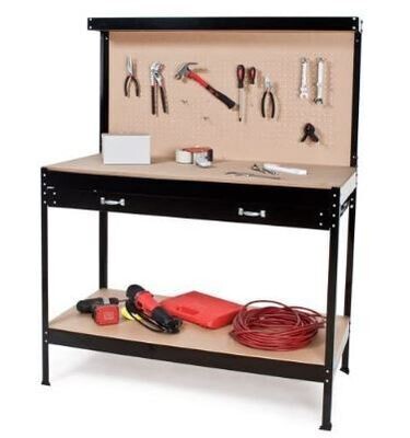 Solid Stand Workmate Garage Steel Toolbox Storage with Rubber Feet colour red