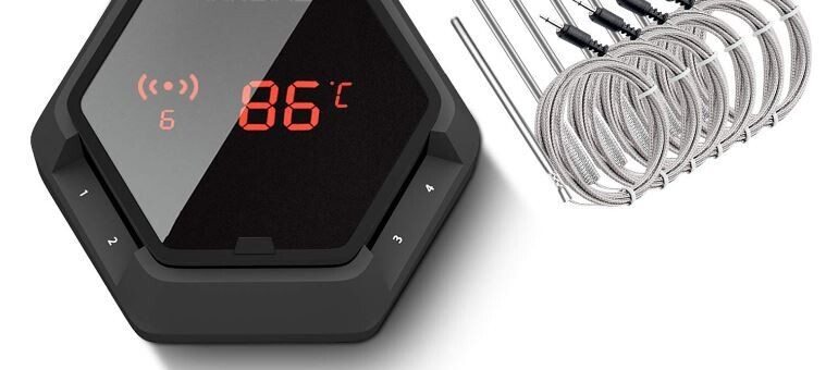 2X LCD LED Bluetooth 4.0 Grill Thermometer, Cooking Thermometer with Temperature Alarm – Meat, Oven, and Roasting Thermometer with 2 Stainless Steel Probes for Grill and Baking