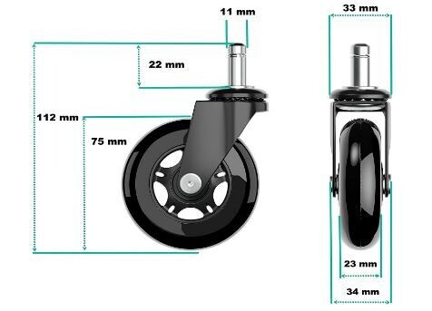 Smooth running and Durable 5 Set Hard Floor Castors Wheels for Office Chair