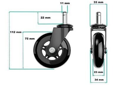 Smooth running and Durable 5 Set Hard Floor Castors Wheels for Office Chair