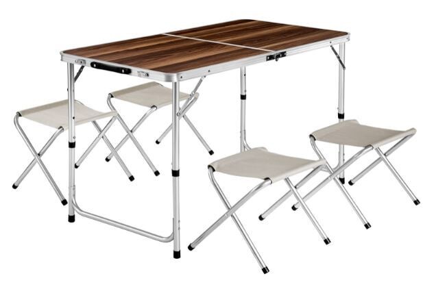Foldable Camping Set Picnic Table with 4 Chairs, Portable Outdoor Dining Set for Travel, Backyard, and Beach