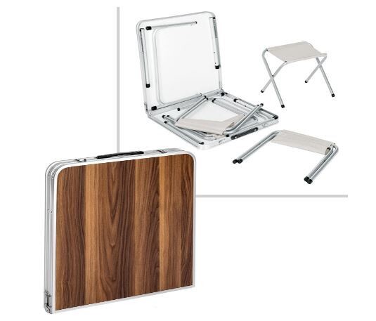 Foldable Camping Set Picnic Table with 4 Chairs, Portable Outdoor Dining Set for Travel, Backyard, and Beach