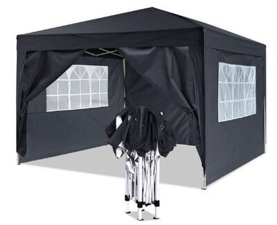 Foldable 3x3m Gazebo Marquee Tent Waterproof with 4 Side Panels and Carry Bag for Outdoor Events, Parties, and Camping