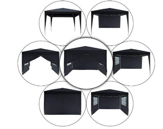 Foldable 3x3m Gazebo Marquee Tent Waterproof with 4 Side Panels and Carry Bag for Outdoor Events, Parties, and Camping