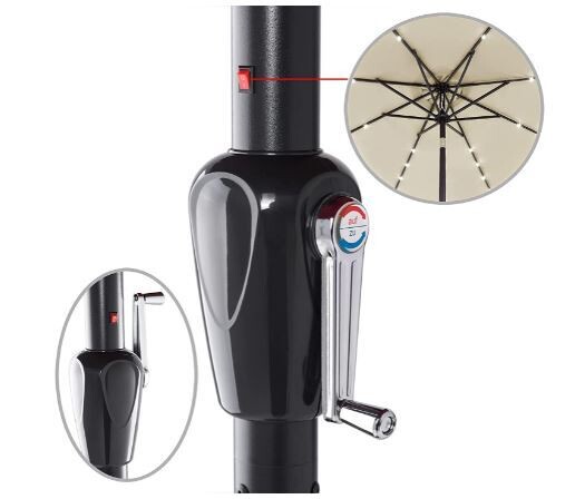 LED Solar Powered Parasol Umbrella with Tilt Function