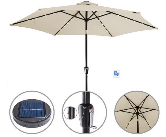 LED Solar Powered Parasol Umbrella with Tilt Function