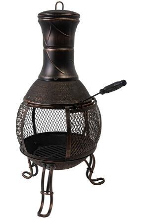 Outdoor Garden Patio Fire Pit Chiminea Chimenea antique look cast iron fire cavity