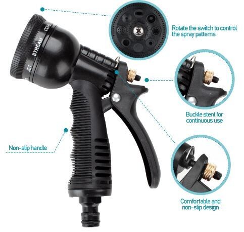 Multi-functional Flexible garden hose 8 Function Spray Nozzle