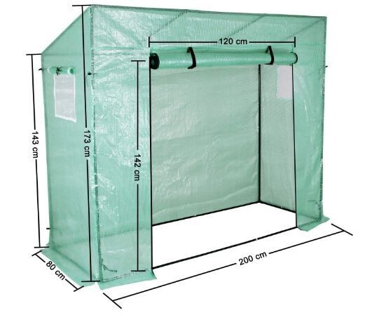 Slanted Roof Strong Greenhouse for Gardening with Mesh and Window