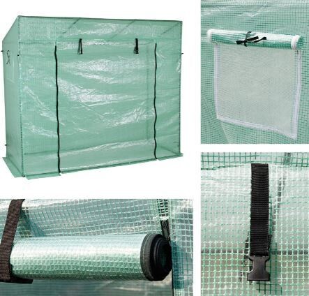 Slanted Roof Strong Greenhouse for Gardening with Mesh and Window