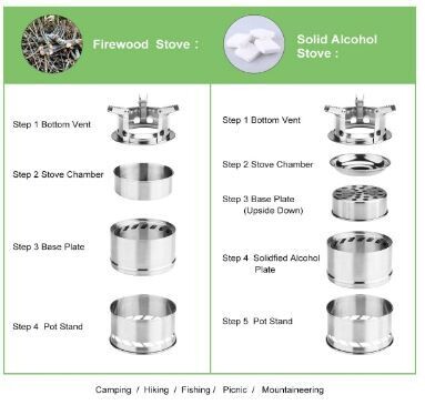 Outdoor Cooking Picnic Stainless Steel Wood Stove