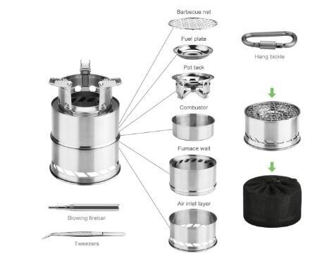 Outdoor Cooking Picnic Stainless Steel Wood Stove