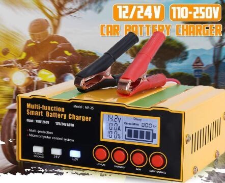 Car Battery Charger for Lithium Batteries – 12V to 24V Automatic Smart Charger for Efficient Charging and Long Battery Life