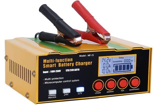 Car Battery Charger for Lithium Batteries – 12V to 24V Automatic Smart Charger for Efficient Charging and Long Battery Life