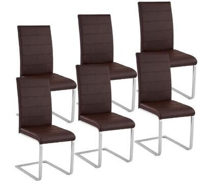 Set of 6 Faux Leather Dining Chairs with Ergonomic Backrest