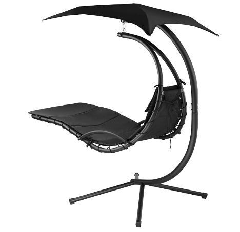 Hanging Lounger with Frame and Sun Canopy, UV Protection for Outdoor Relaxation and Comfort