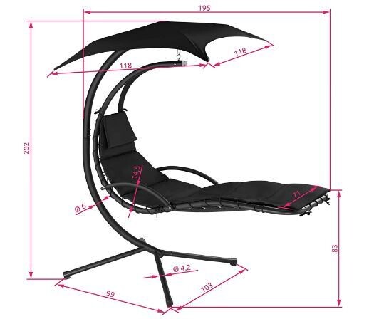 Hanging Lounger with Frame and Sun Canopy, UV Protection for Outdoor Relaxation and Comfort