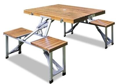 Foldable Aluminium Camping Table Suitcase Table with Chairs