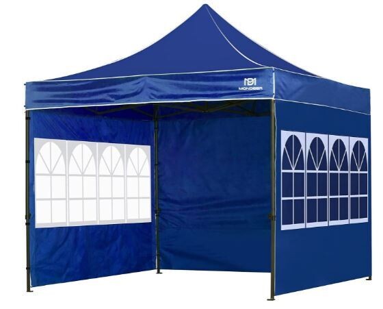 Steel Frame 3 x 3 m Folding gazebo with 4 sandbags, Side walls &amp; Carry bag