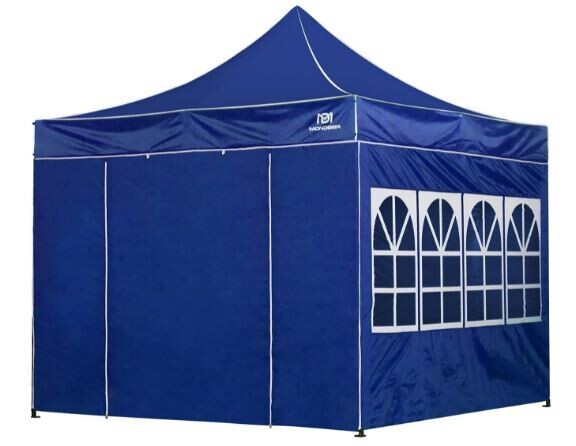 Steel Frame 3 x 3 m Folding gazebo with 4 sandbags, Side walls &amp; Carry bag