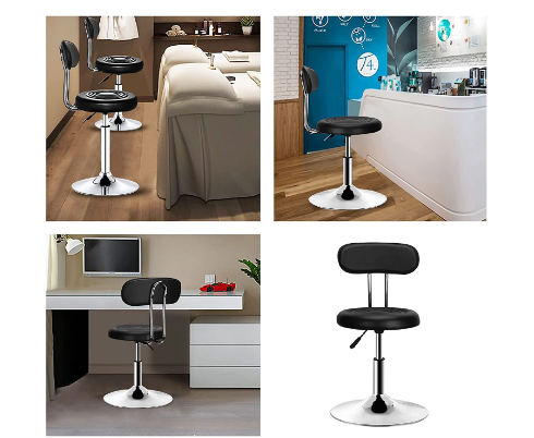 Round Bar Salon Stool Backrest Adjustable Height