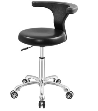 Adjustable Rolling Stool Task Chair  with Wheels and Backrest